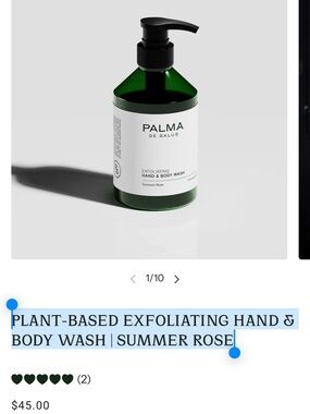 Palma de Salus PLANT-BASED EXFOLIATING HAND & BODY WASH | SUMMER ROSE